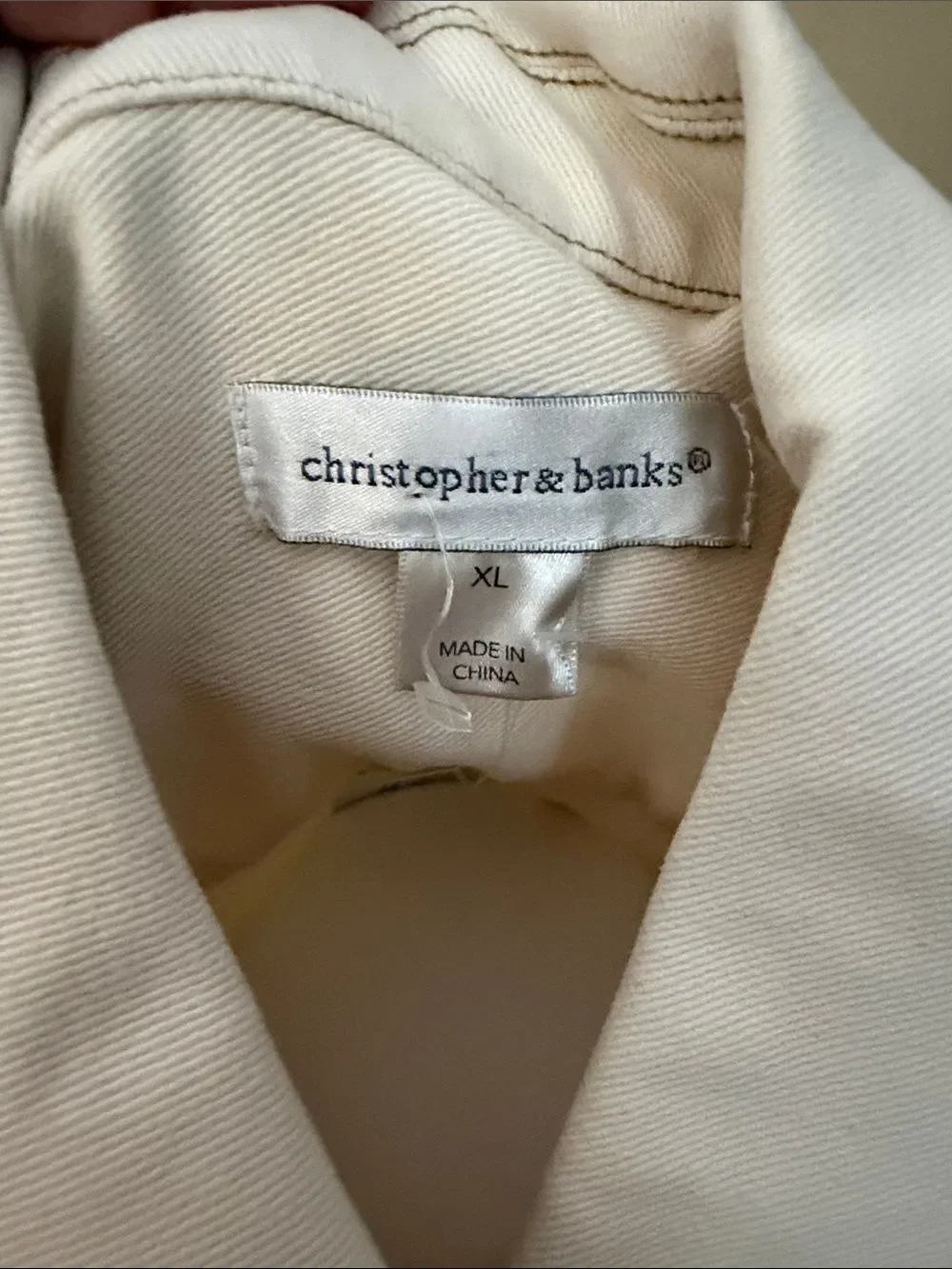 Christopher & Banks Cream Button-Front Utility Barn Jacket